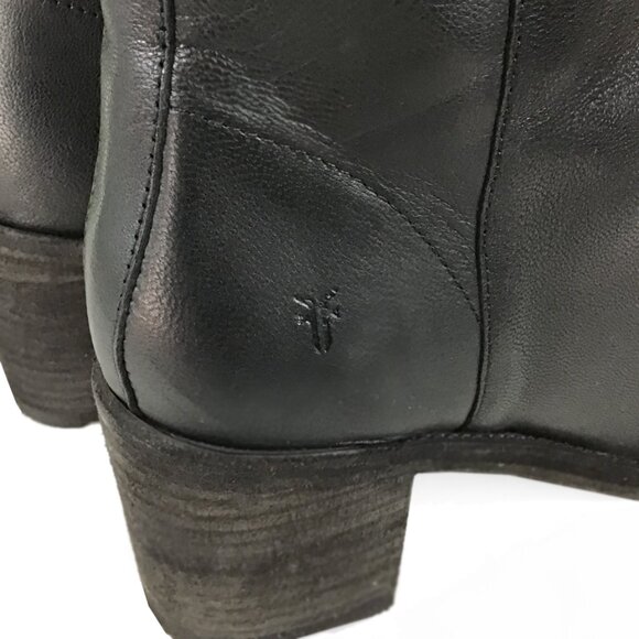 Frye Karen Inside Zip Up Black Real Leather Comfy Chunky Heel Ankle Booties - Picture 7 of 13